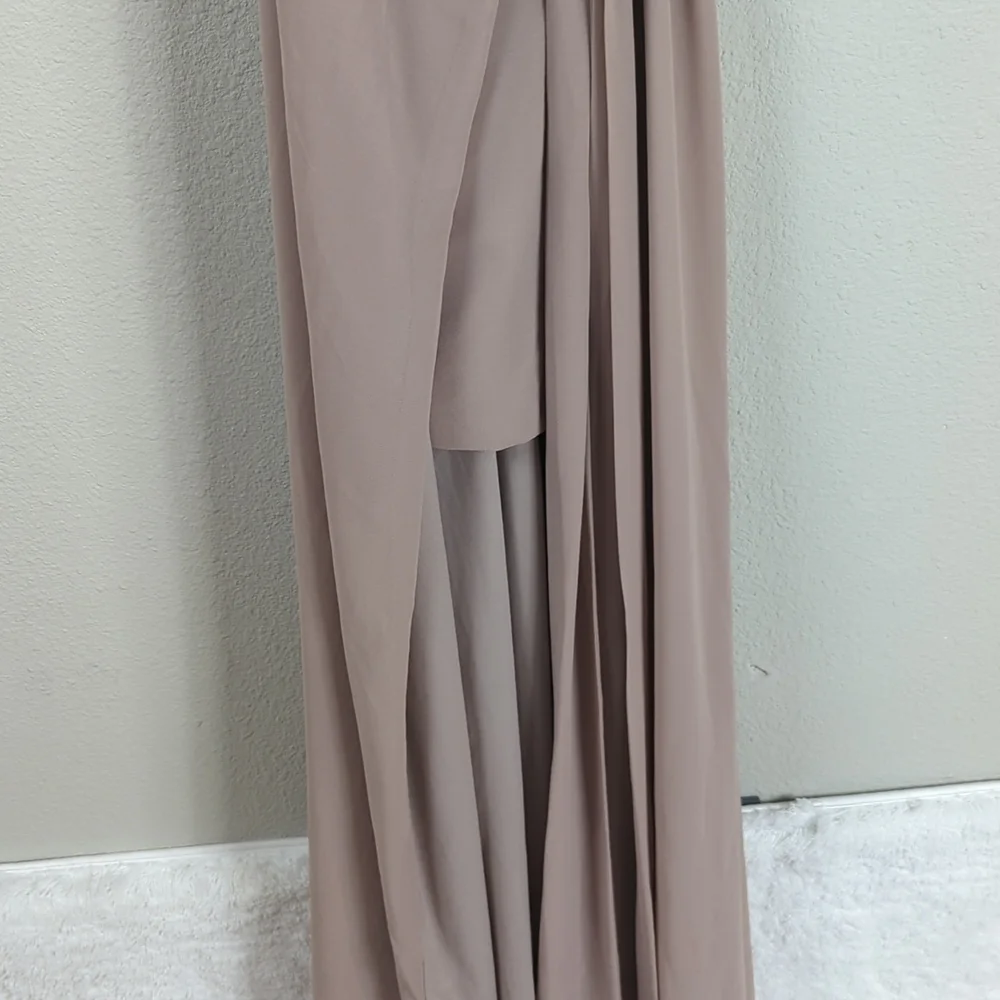 Show Me Your Mumu Liz Maxi Dress Women's Large Soft Beige Chiffon Golden 6